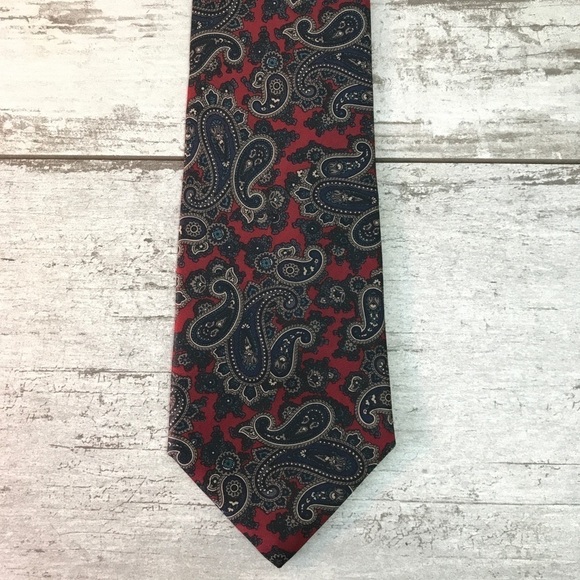 Paisley Silk Tie Bert Pulitzer Navy Red - Picture 5 of 7